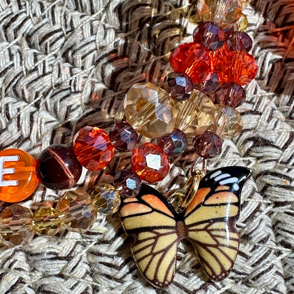 Taylor Swift coil Bracelet pair August and Swiftie theme in fall color crystal